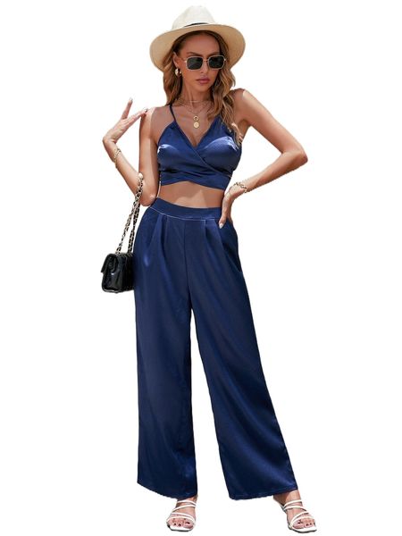

solid cami & pants h8io#, White