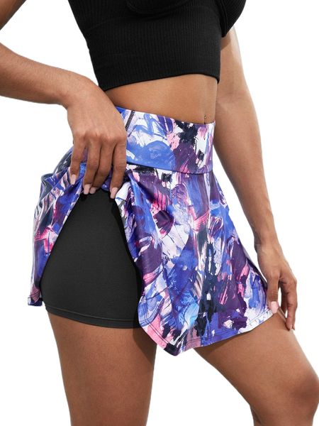 

splattered paint & brush print sports skort z0yi#, Gray