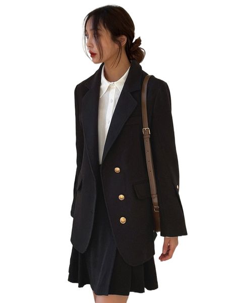 

dazy flap detail single breasted overcoat c5t9#, Black
