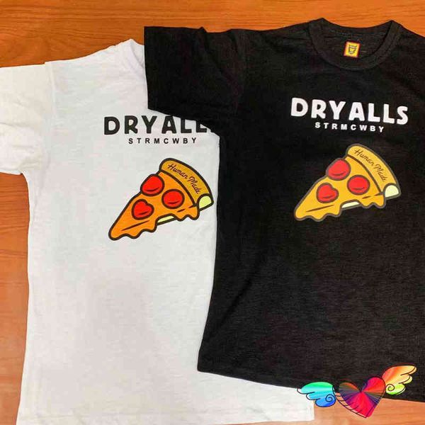 

2022ss human made pizza t-shirt men women cheese graphic tee oversize summer short sleevet220721, White;black