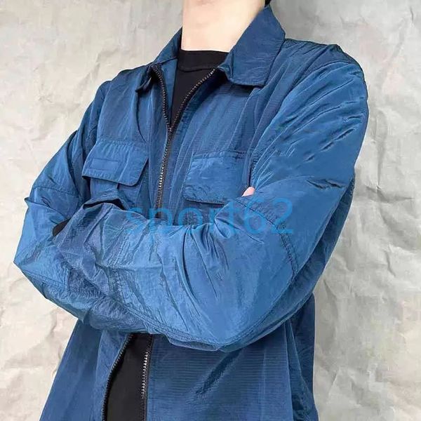 

mens high street jacket outerwear metal style zip lapel thin coats fashion designer couples epaulette decoration sweatshirt tech wear metall, Black;brown