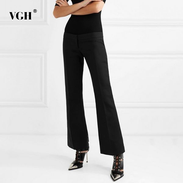 

black minimalist flare pants for women high waist solid full length straight trousers female fashion clothing autumn 210507, Black;white