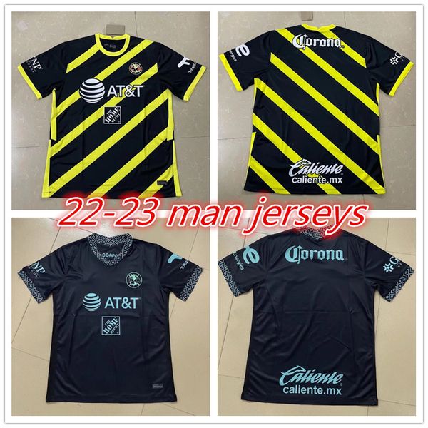 

liga mx 22 23 club america soccer jerseys third 2022 2023 fuentes aquino j.dos santos d.valdes r.martÃ­nez camisas de futebol training footba, Black