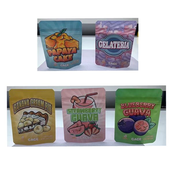 

gage 3.5g packing bags banana cream pie strawberry guava blueberry papaya cake gelateria edibles mylar plastic pack packaging bag