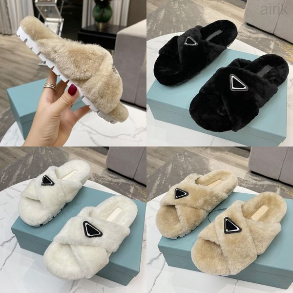 

winter plush slippers indoor designer women's winter plush slippers indoor shoes thermal insulation fur slide wild herringbone size 35-, Black