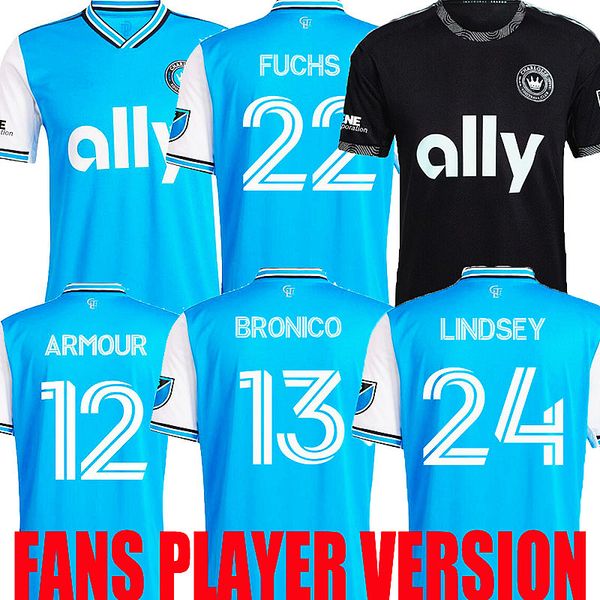 

2022 charlotte fc soccer jersey home away black mls 22 23 adults men football shirt uniform adam armour brandt bronico alcivar corujo fuchs, Black;yellow