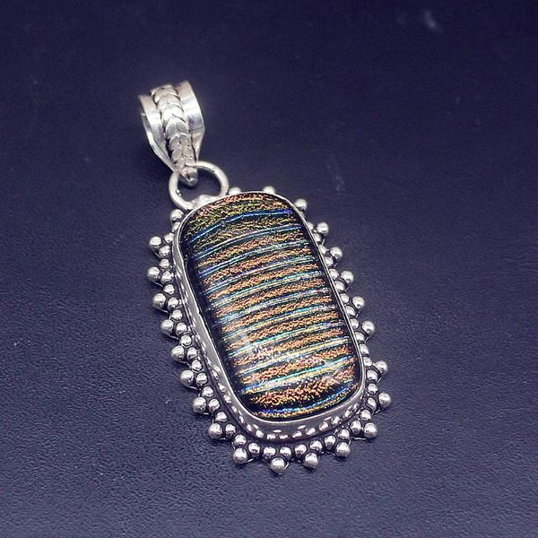 

pendant necklaces hermosa jewelry rare stylish vintage dichroic glass silver color charm necklace for women gifts 20224790