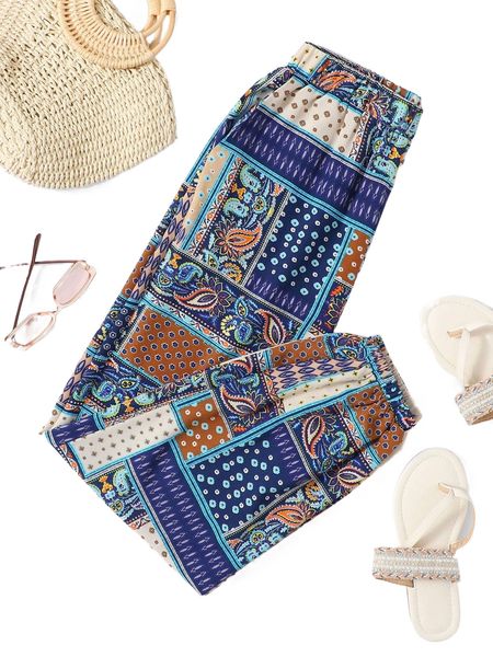 

p.aisley print peg leg p.ants j9xj#, Black;white