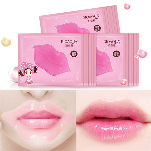 BIOAQUA Crystal Collagen Lip Masks remove a pele morta, umidade, essência, protetores labiais, adesivos nutritivos para os lábios