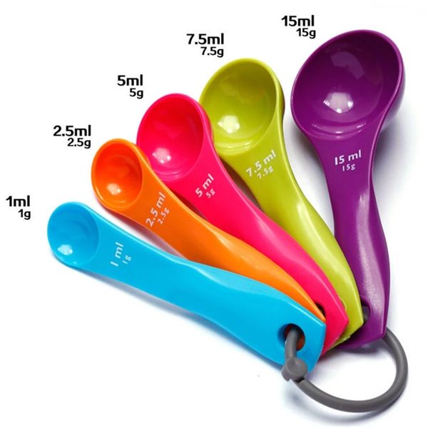 5 pc ferramentas de medição sal de óleo de sal encantador cozinha colourworks medindo colheres copo de cozimento utensil conjunto kit