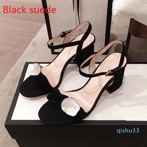

whole-test heels with box women shoes designer sandals quality sandals heel height 7cm and 5cm sandal flat shoe slides slip3133, Black