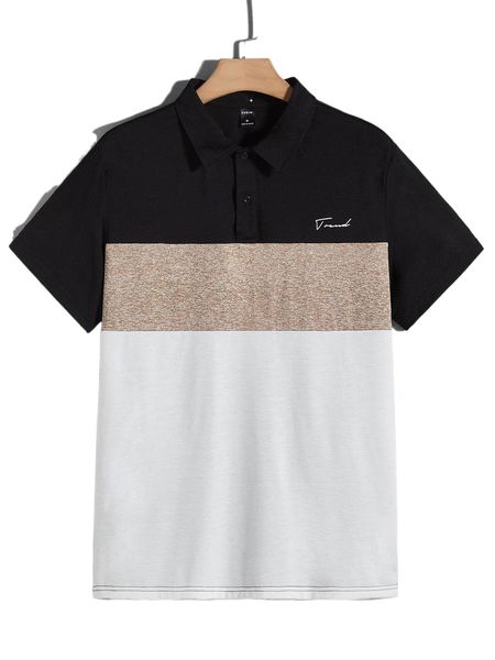 

men color block letter graphic polo shirt y0aq#, White;black