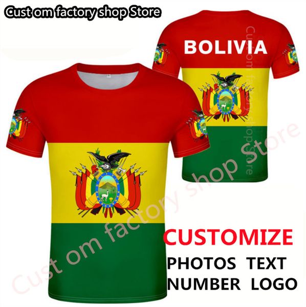 Bolivia t gömlek DIY ücretsiz özel yapım isim numarası Bol Country T Shirt Bo Nation Flag İspanyol Koleji Bolivya Baskı P O Giyim 220616