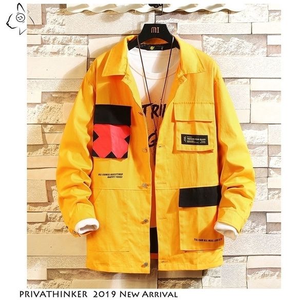 

privathinker japanese autumn men's black jackets fashion pockets man coats patchwork male casual jacket outwear clothes t200102, Black;brown
