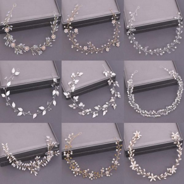 

hair clips & barrettes pearl rhinestone women headband wedding accessories for bride tiara jewelry silver color hairband, Golden;silver