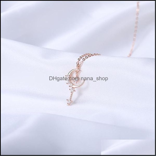 

chokers necklaces pendants jewelry s925 sier magic star fairy stick necklace with light luxury temperament and fashionable moon chain drop, Golden;silver