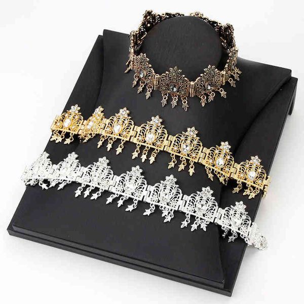 

sunspicems algeria jewelry headband bride crown head dress bridal tiara princess queen diadem party wedding hair bijoux gift aa220323, Slivery;golden