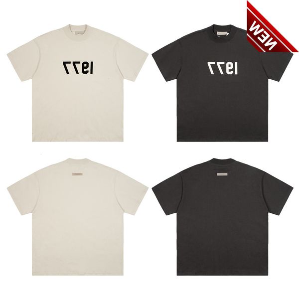 

correct version of the new fear god essentials1977 digital printed round neck short sleeve t-shirt, White;black