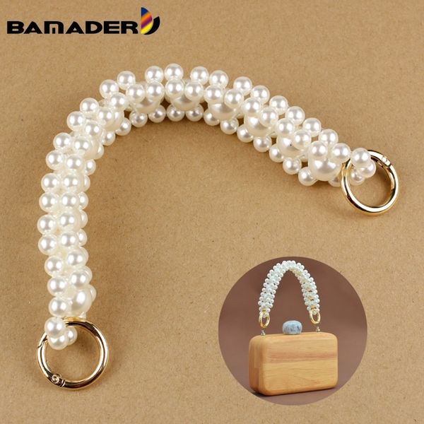 BAMADER Pearl Bag Strap Ersatz Frau Handtasche Hand Handgelenk Elegante Perlenriemen DIY Griffe Clutch Bag Gürtel Zubehör Handtasche 210302