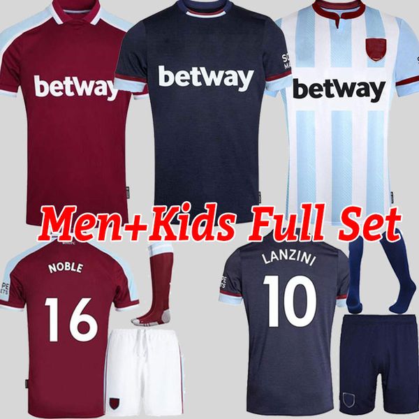 

21/22 west soccer jerseys 2021 2022 united yarmolenko lanzini noble bowen antonio hames football shirt fornals rice men kids kit benrahma fu, Black;yellow