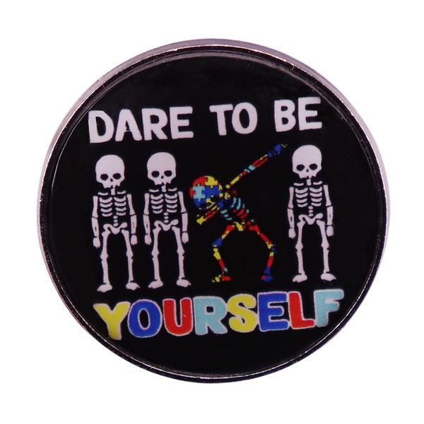 

dare to be yourself brooch lovely lgbt proud skull badge accessory, Blue