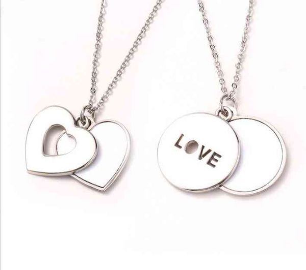 

2022 new diy sublimation blanks love heart carved sliding locket necklace for valentine's day, Silver