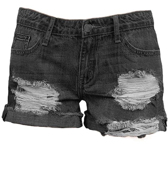 

women's ripped mid rise stretchy denim jeans shorts i5qj#, White;black