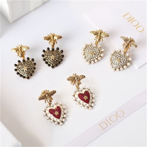 

2022 20% off designer jewelry d bee female di family european and american style pearl earrings back hanging love earrings high version, Golden