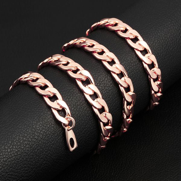 

plating 18k rose gold 7mm cuban chain hip hop man necklace 15 18 20 22 24 26 28 30 32 inch fashion jewelry, Silver