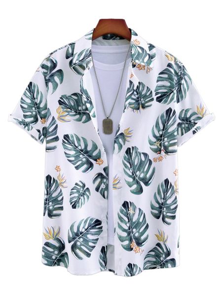 

men allover tropical print shirt without tee i71l#, White;black