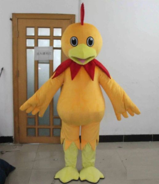 Traje de frango de alta qualidade um traje de mascote de frango amarelo adulto bonito para adulto para vestir