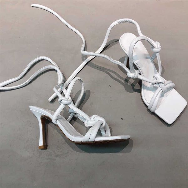 

2022 slippers women's shoes open heels design leather lace up fashion sandals, Black
