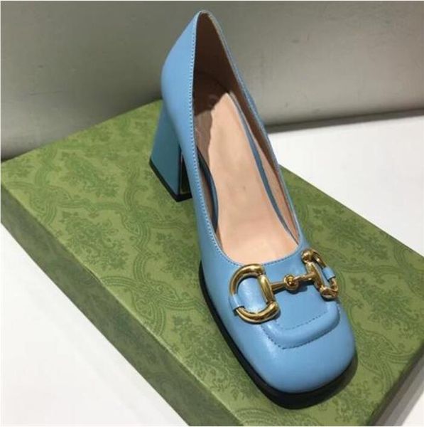 

horse title buckle shows thin thick single heel with female retro high heel small square toe shallow mouth mary jane shoes35--42, Black