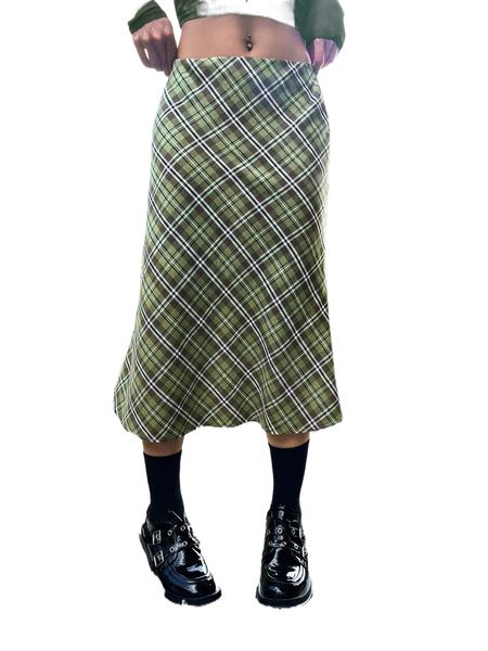 

plaid print high waist skirt 83az#, Black