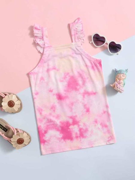 

toddler girls 1pc tie dye ruffle trim dress she, Red;yellow