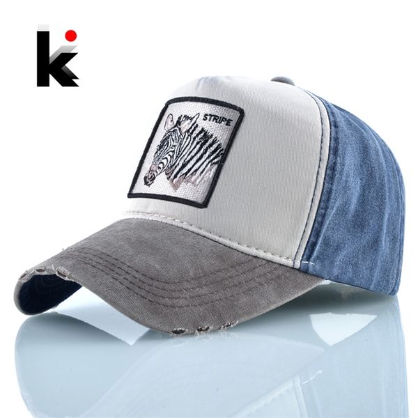 

spring hat men women baseball caps washed cotton hats classic fashion trend animal embroidery bone casual casquette 220513, Blue;gray