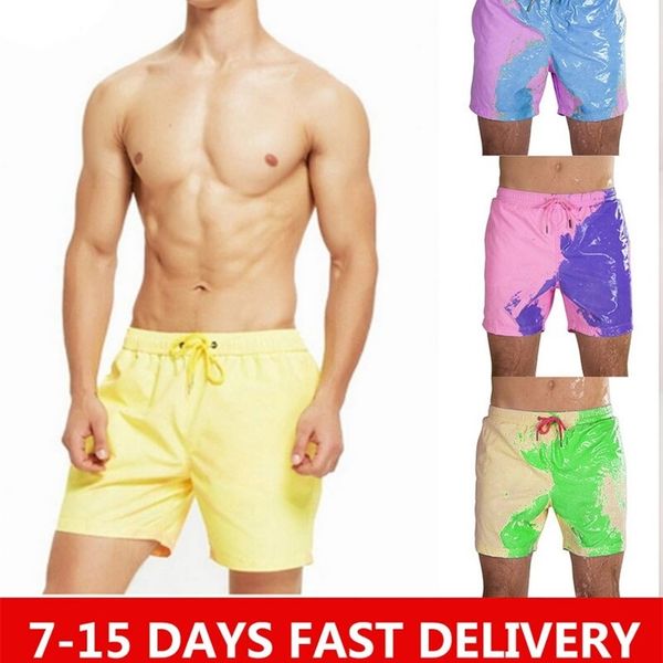 Büyülü Renk Değişimi Yüzme Kısa Trunks Erkekler Şort Yaz Mayo Mayo Şortları Hızlı Kuru Banyo Plaj Pantolonu 220617
