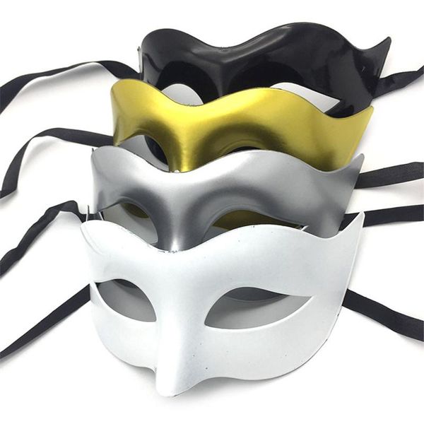 Maschere per feste Halloween Masquerade Maschera da uomo nero Mezza faccia Adulto Bianco Personalità matura Bello moda Festa da uomo antico