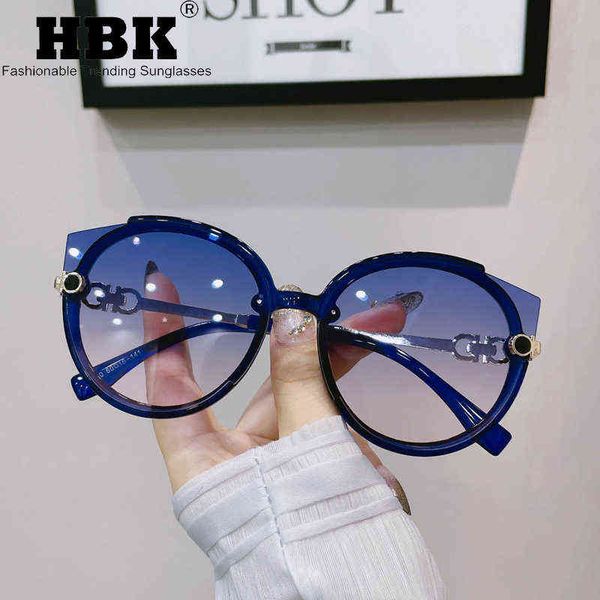 

hbk round cat eye sunglasses 2022 luxury women brand designer y2k sun glasses men vintage eyelasses black shades uv400 female y220421, White;black