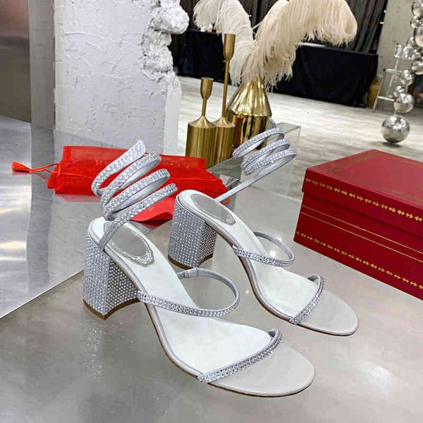 

sandals embellished chunky heels sandals 75mm silver evening shoes women high heeled luxury designers wraparound dress shoe zfip, Black