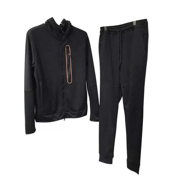 

mens tracksuit sets designer hooded hoodies pants gold logo casual street leisure fashion streetwear pullover tech fleece sweatshirts tracks, Black