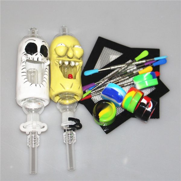 Novo kit de bongo de néctar de vidro de design de desenho animado com pyrex 14mm machado macho hookahs queimador de óleo Tubos 5ml de silicone Reclaimer Reclaimer Bongs