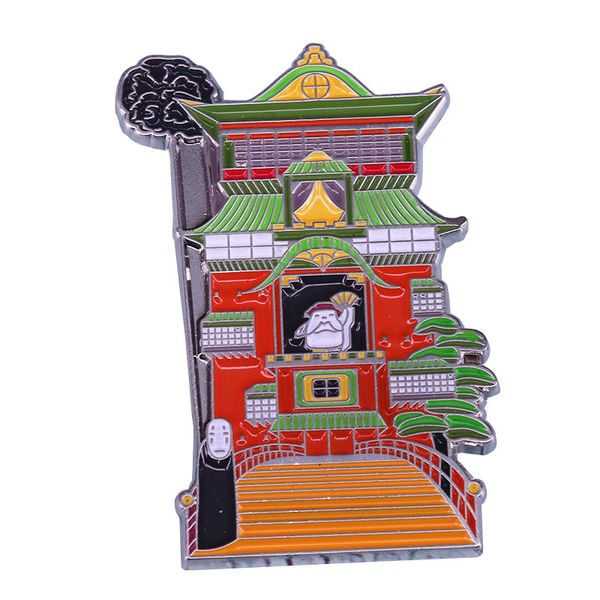 

spirited away bathhouse and no face enamel pin set studio ghibli anime brooches, Blue