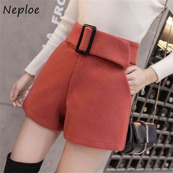 

neploe autumn all-match women shorts high waist loose wide leg short fashion chic sashes solid color boots short 210331, White;black