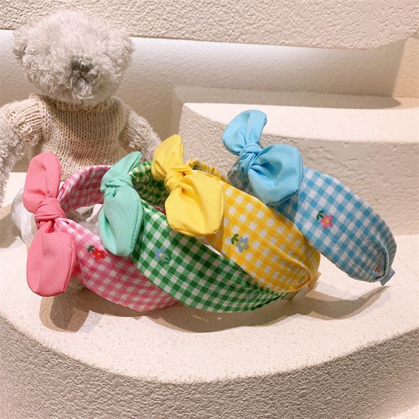 

2022 new korean fashion children's cute adjustable rabbit ears hairband sweet girl princess plaid wide-brimmed headband headwear, Slivery;white