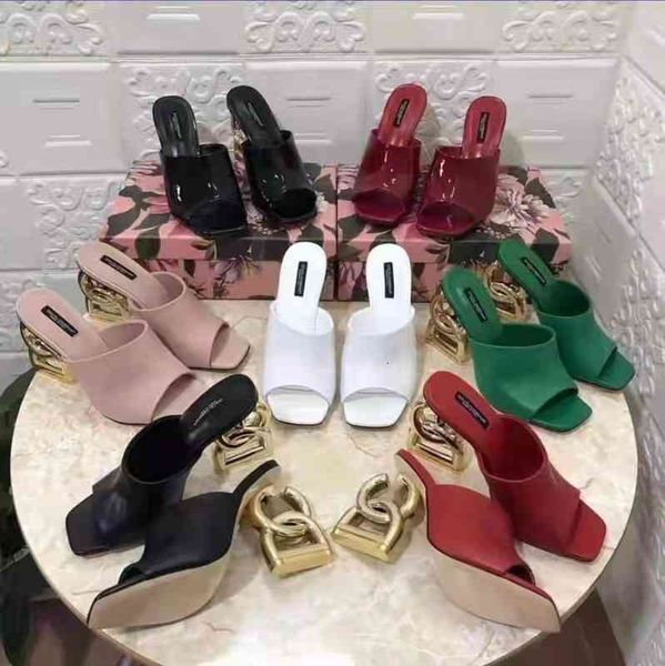 

sandals summer different heel nude sheepskin metal letter high-heeled sandals ins style shoes, Black