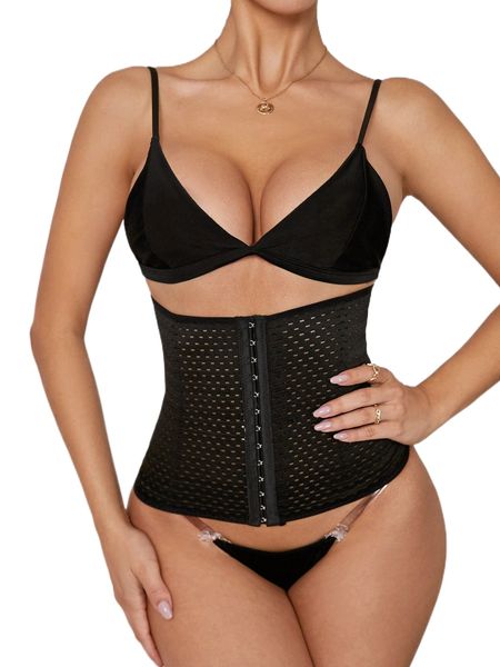 

buckle front waist trainer 95yu#, Black;red