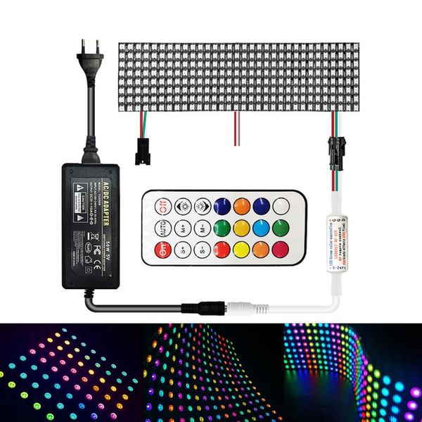 Şeritler ayrı ayrı adreslenebilir LED matris küçük ekranlı dijital panel 5V 3A/10A güç kaynağı 21keys rf denetleyici şeritli