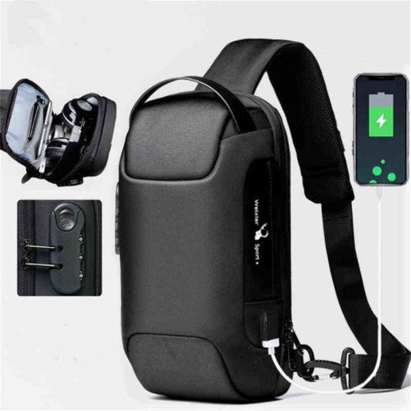 HBP рюкзак в стиле Bagmen Водонепроницаемый USB Oxford Crossbody Bag Antift Theft Slink Sline Многофункциональный короткий туристический посланник для мужчин 220723