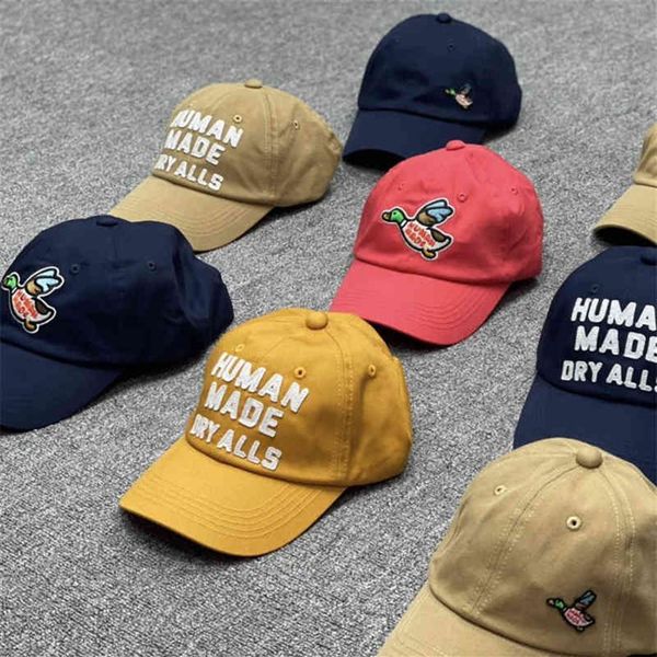 

human made by nigo embroidered flying duck 6panel twill hat curved brim wide edge baseball cap247p, Blue;gray